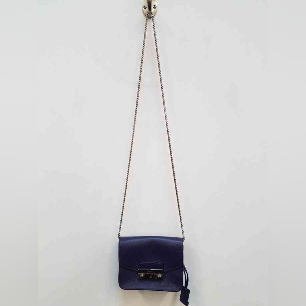 FURLA Julia Mini Bag with Chain Strap w/ Lock and Key Authentic Indigo Purple
